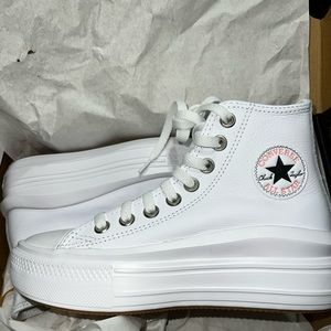 White Leather Platform Converse